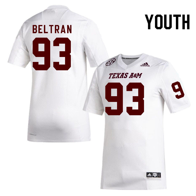 Youth #93 Drew Beltran Texas A&M Aggies College Football Jerseys Stitched Sale-White - Click Image to Close